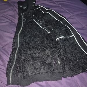 Chic Black Lace Skirt with Zipper Accents